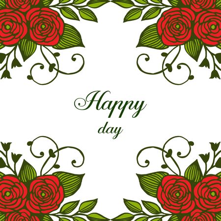 Illustration of Happy Day text with floral frameのイラスト素材