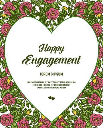 Illustration of happy engagement text with floral backgroundのイラスト素材