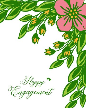 Illustration of happy engagement text with floral designのイラスト素材