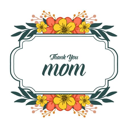 Illustration of Thank You Mom text with floral frameのイラスト素材