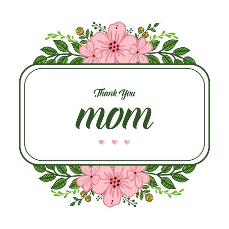 Illustration of Thank You Mom text with floral frameのイラスト素材