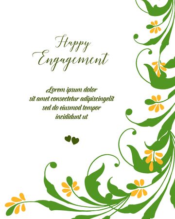 Illustration of happy engagement text with floral designのイラスト素材