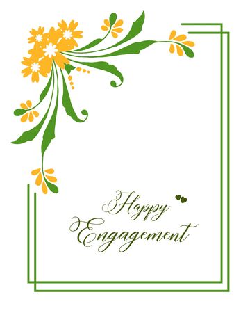 Illustration of happy engagement text with floral designのイラスト素材
