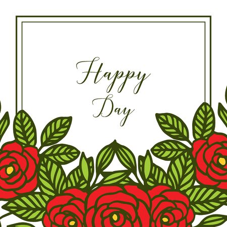 Illustration of Happy Day text with floral frameのイラスト素材