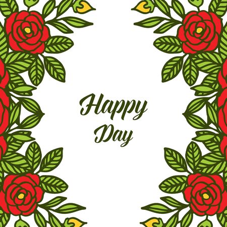 Illustration of Happy Day text with floral frameのイラスト素材