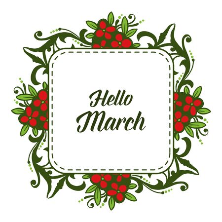 Hello March greeting with floral frame designのイラスト素材
