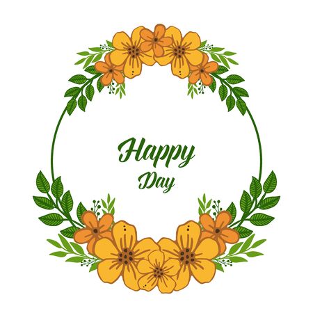 Illustration of Happy Day text with floral frameのイラスト素材