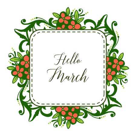 Hello March greeting with floral frame designのイラスト素材