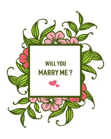 Illustration of will you marry me lettering with floral designのイラスト素材