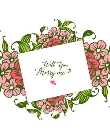 Illustration of will you marry me lettering with floral designのイラスト素材