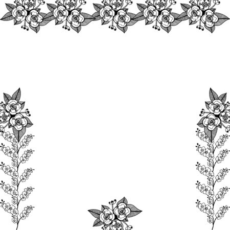 Floral border design on white backgroundのイラスト素材
