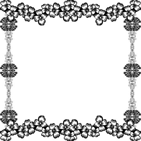 Floral border design on white backgroundのイラスト素材