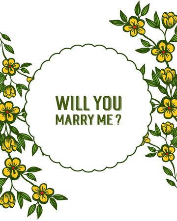 Illustration of will you marry me lettering with yellow floral designのイラスト素材