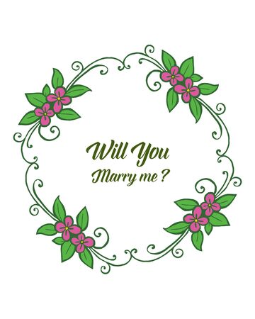 Illustration of will you marry me lettering with floral frame designのイラスト素材