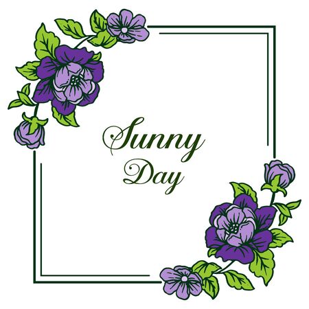 Sunny day text with purple floral frame designのイラスト素材