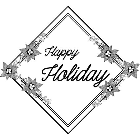 Illustration lettering of happy holiday with floral frameのイラスト素材