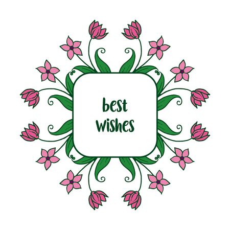 Best wishes greeting with purple  floral frame designのイラスト素材