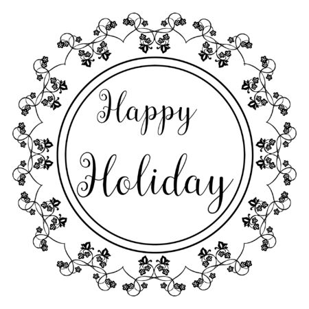 Illustration lettering of happy holiday with floral frameのイラスト素材
