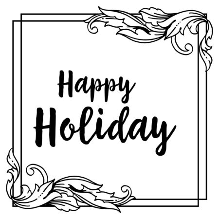 Illustration lettering of happy holiday with floral frameのイラスト素材