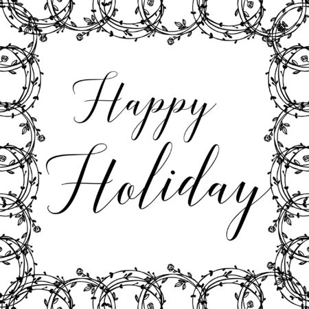 Illustration lettering of happy holiday with floral frameのイラスト素材