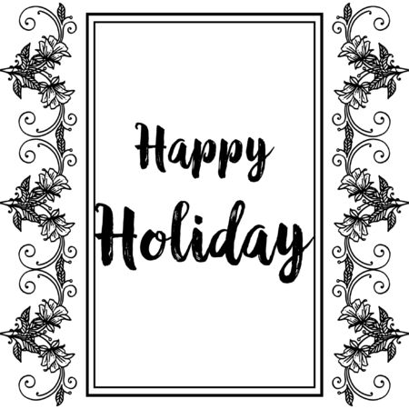 Illustration lettering of happy holiday with floral frameのイラスト素材