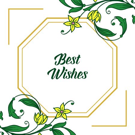 Best wishes greeting with yellow floral frame designのイラスト素材