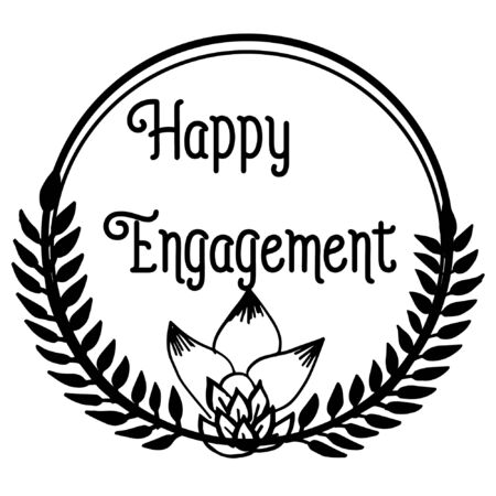 Happy engagement wish with floral frame designのイラスト素材