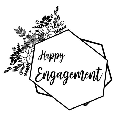 Happy engagement wish with floral frame designのイラスト素材