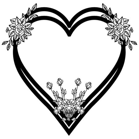 illustration of heart-shaped flower frame designのイラスト素材