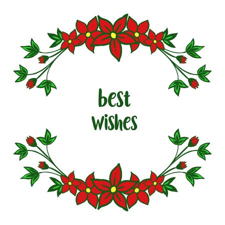 Illustration of best wishes lettering with red floral frameのイラスト素材