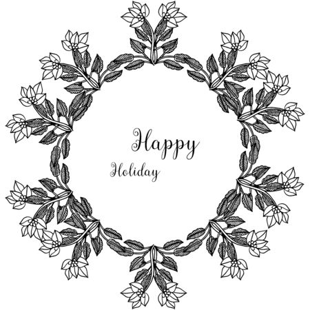 Illustration lettering of happy holiday with floral frameのイラスト素材