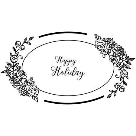 Illustration lettering of happy holiday with floral frameのイラスト素材
