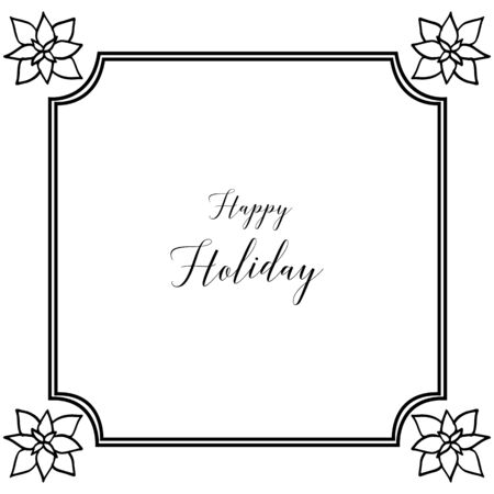 Illustration lettering of happy holiday with floral frameのイラスト素材