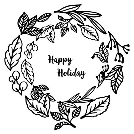 Illustration lettering of happy holiday with floral frameのイラスト素材