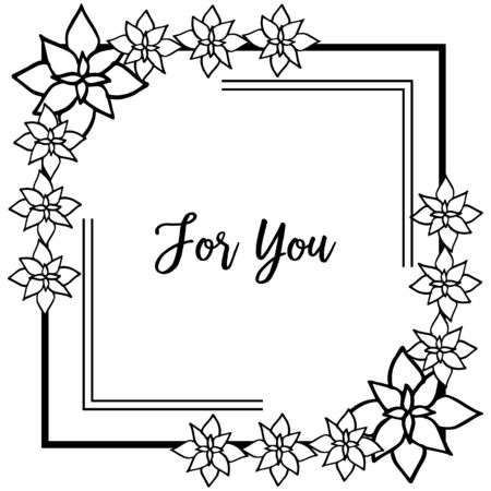 For you text design with floral frameのイラスト素材