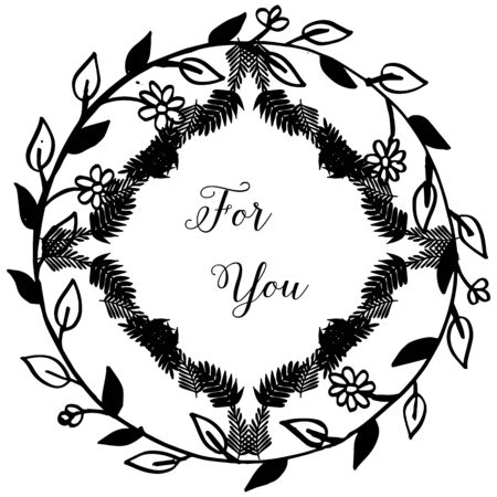 For you text design with floral frameのイラスト素材