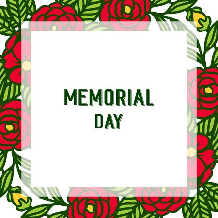 Memorial day design with red floral frameのイラスト素材