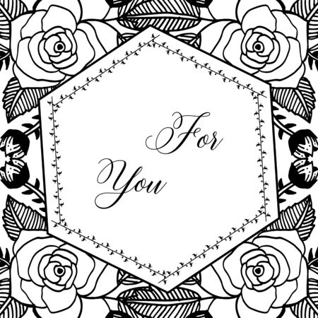 For you text design with floral backgroundのイラスト素材