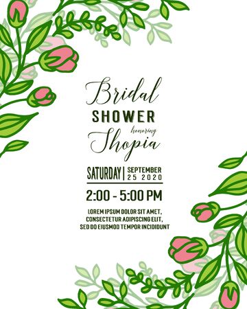 Invitation template for a bridal shower with floral elementsのイラスト素材