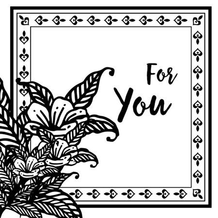 For you text design with floral elementsのイラスト素材