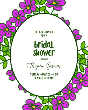 Invitation template for a bridal shower with purple floral elementsのイラスト素材