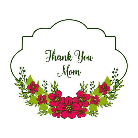 Illustration of Thank You Mom text with floral frameのイラスト素材