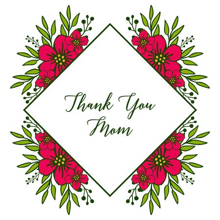 Illustration of Thank You Mom text with floral frameのイラスト素材
