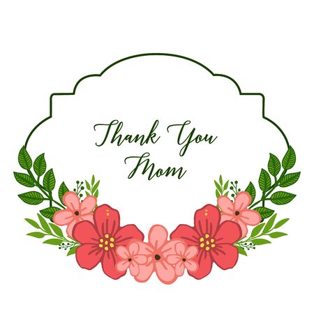 Illustration of Thank You Mom text with floral frameのイラスト素材