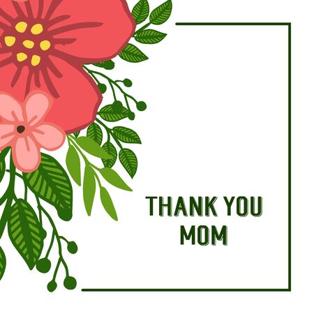 Illustration of Thank You Mom text with floral frameのイラスト素材