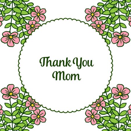 Illustration of Thank You Mom text with floral frameのイラスト素材