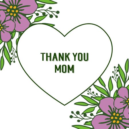 Illustration of Thank You Mom text with purple floral elementsのイラスト素材