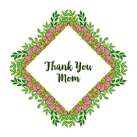 Illustration of Thank You Mom text with pink  floral frameのイラスト素材