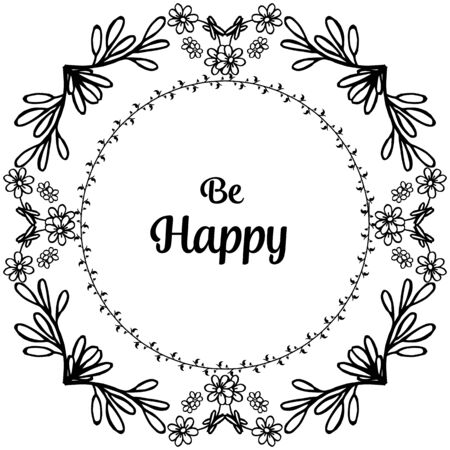 Illustration of Be Happy text with floral frameのイラスト素材