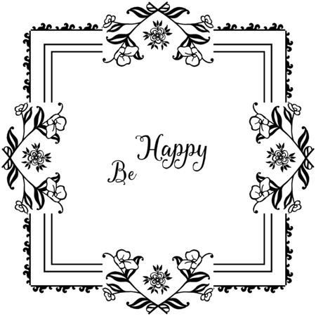 Illustration of Be Happy text with floral frameのイラスト素材